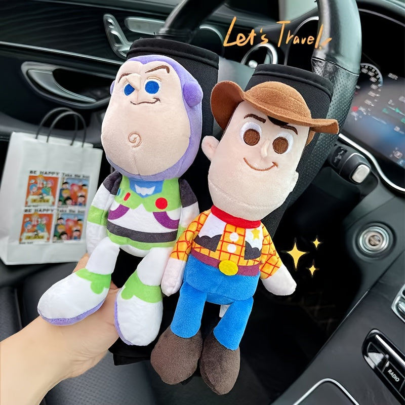 Par de Protectores de Cinturón de Seguridad Toy Story – Buzz Lightyear y Woody, Suaves y Cómodos para Coche