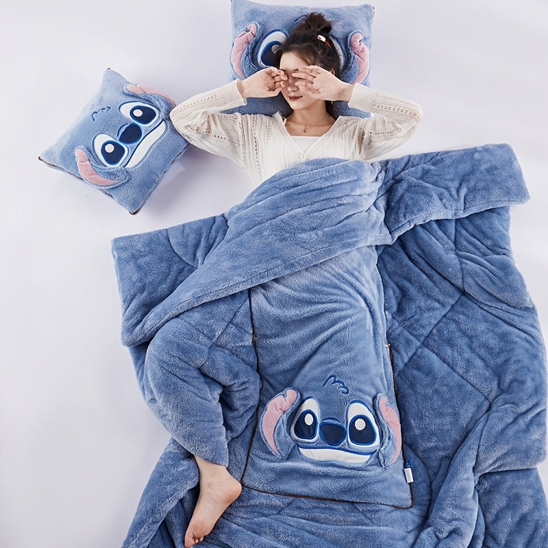 Manta Portátil de Stitch – Cojín y Colcha 2 en 1 para Escuela, Coche y Hogar