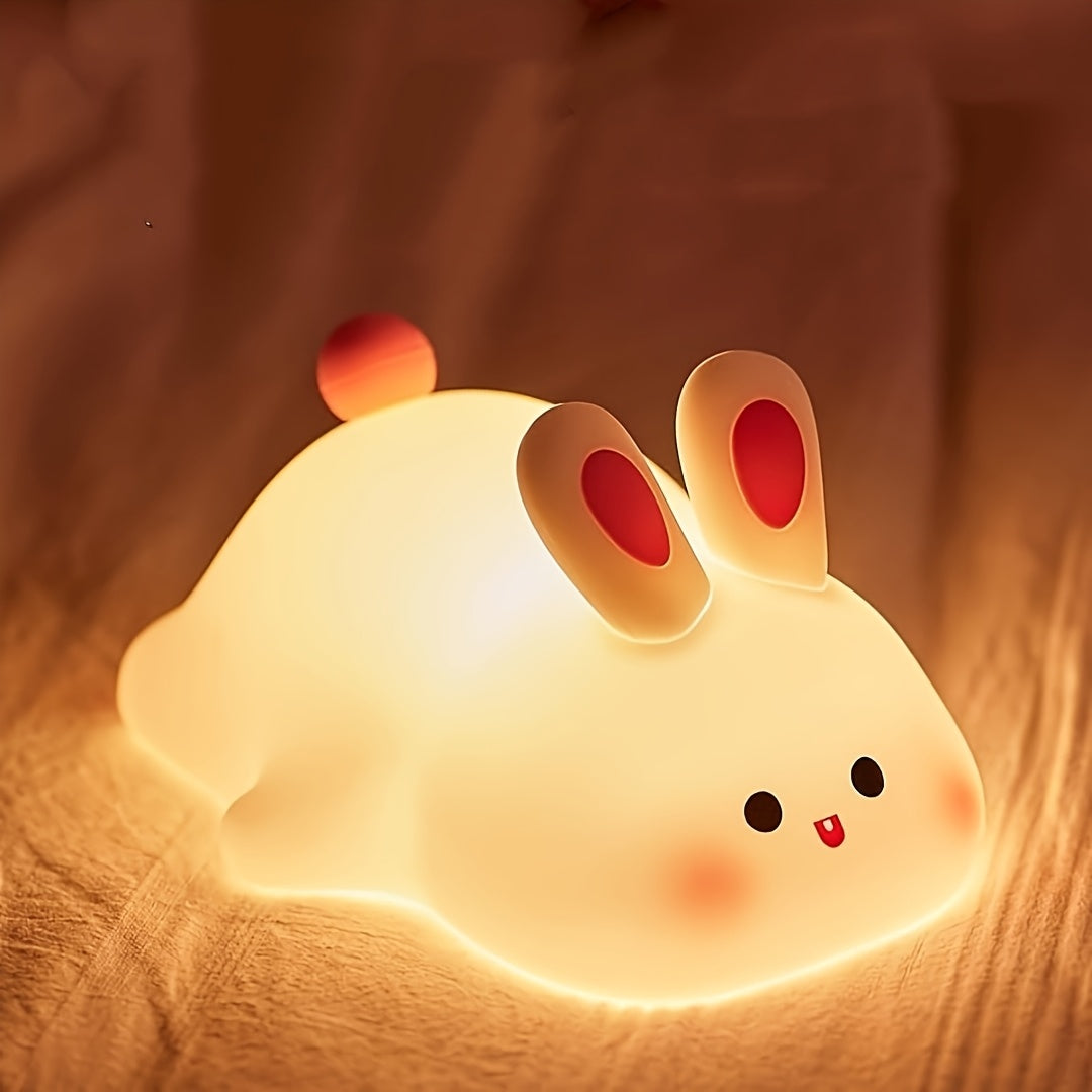 🐰 Luz Nocturna LED Conejo Cara Grande – Ajustable y Táctil