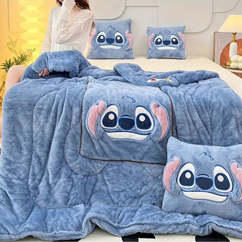 Manta Portátil de Stitch – Cojín y Colcha 2 en 1 para Escuela, Coche y Hogar