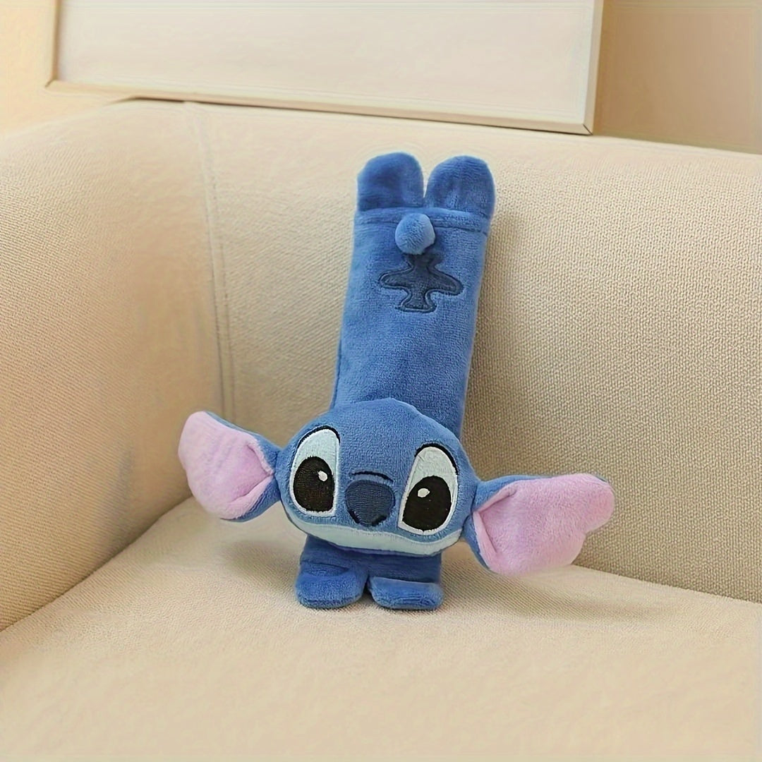 Juego de 2 Almohadas de Reposacabezas y Funda de Cinturón de Stitch – Cojín Suave y Adorable para Coche