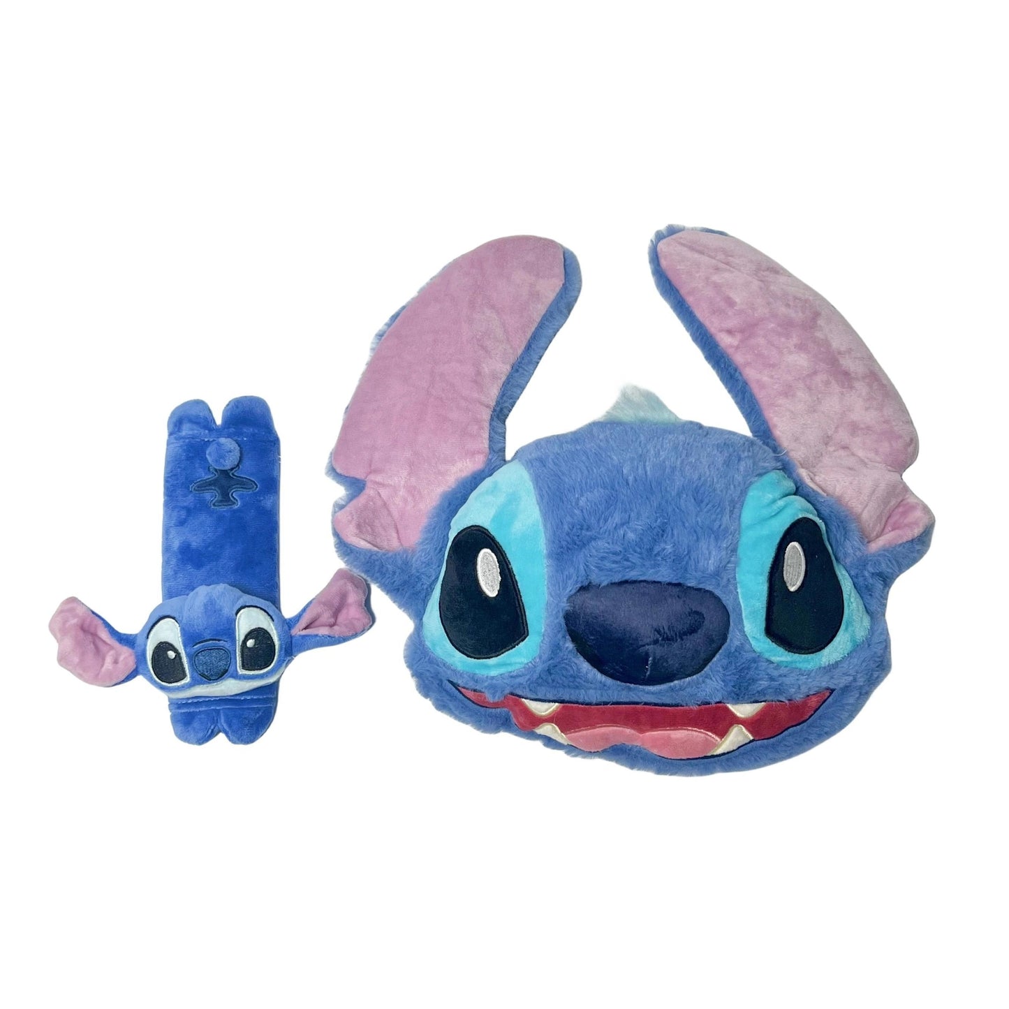 Juego de 2 Almohadas de Reposacabezas y Funda de Cinturón de Stitch – Cojín Suave y Adorable para Coche