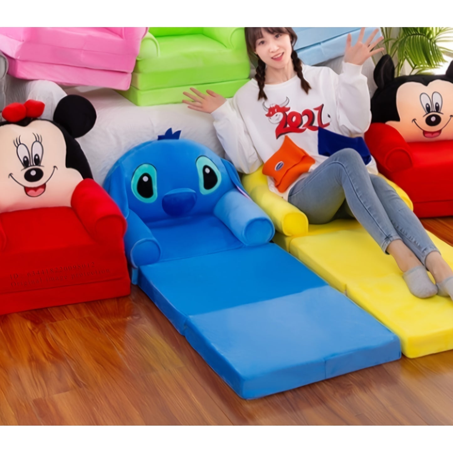 Cojín Plegable Cómodo Disney Winnie the Pooh y Stitch