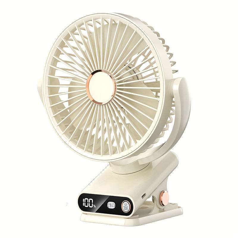 Ventilador Portátil USB con Luz Nocturna y Pantalla