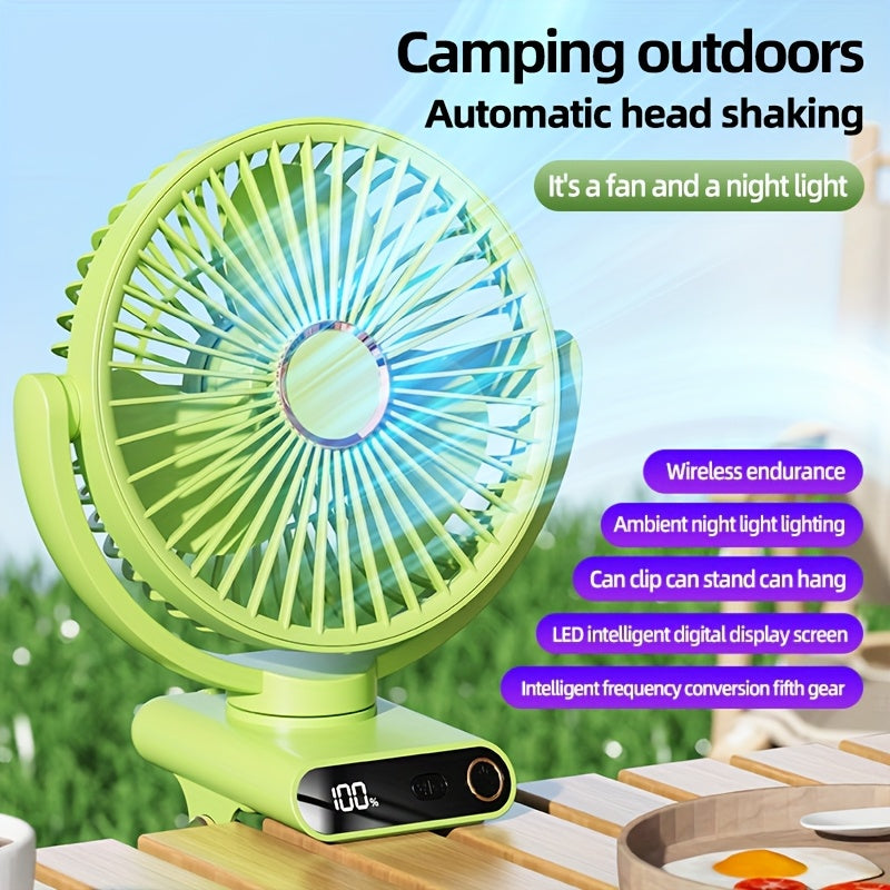 Ventilador Portátil USB con Luz Nocturna y Pantalla