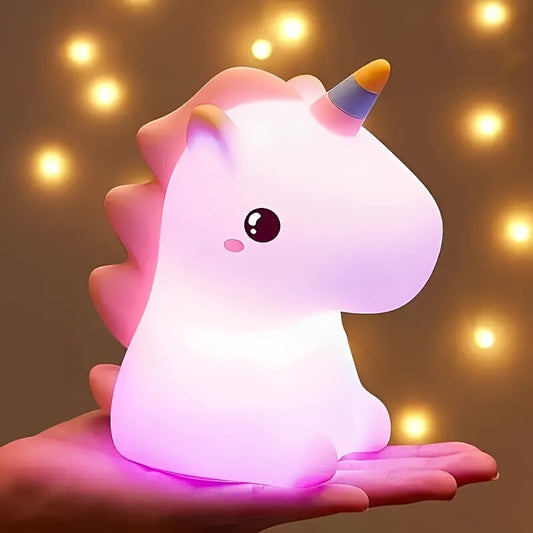 🦄 Luz Nocturna Unicornio LED – Táctil, Cambia de Color y Suave