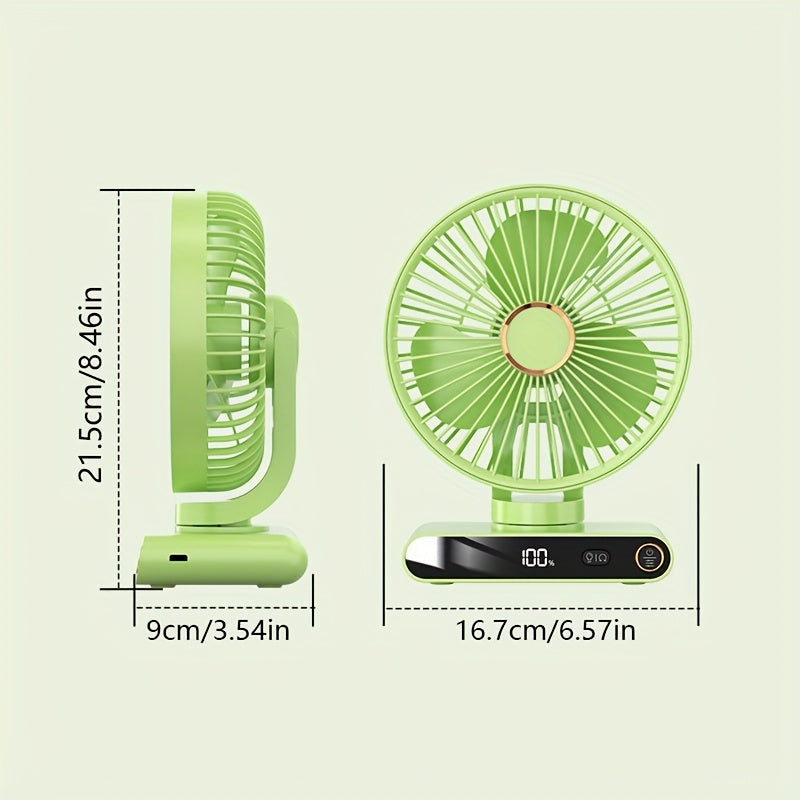 Ventilador Portátil USB con Luz Nocturna y Pantalla
