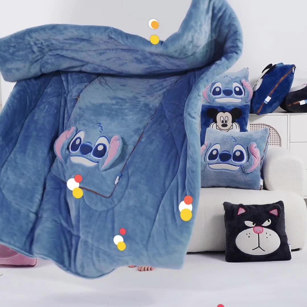 Manta Portátil de Stitch – Cojín y Colcha 2 en 1 para Escuela, Coche y Hogar