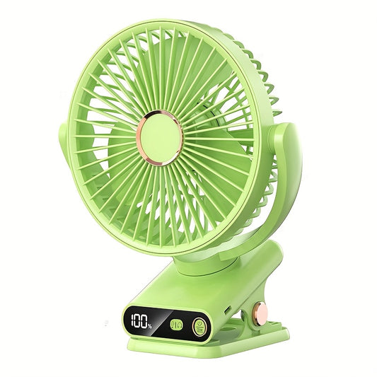 Ventilador Portátil USB con Luz Nocturna y Pantalla