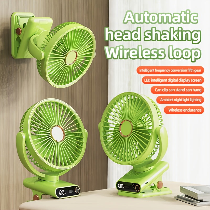 Ventilador Portátil USB con Luz Nocturna y Pantalla