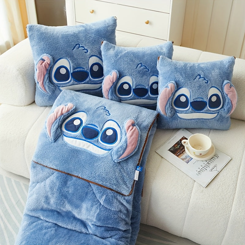 Manta Portátil de Stitch – Cojín y Colcha 2 en 1 para Escuela, Coche y Hogar