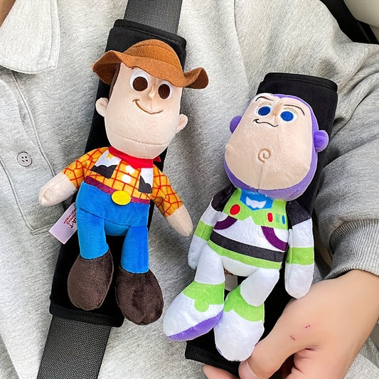 Par de Protectores de Cinturón de Seguridad Toy Story – Buzz Lightyear y Woody, Suaves y Cómodos para Coche